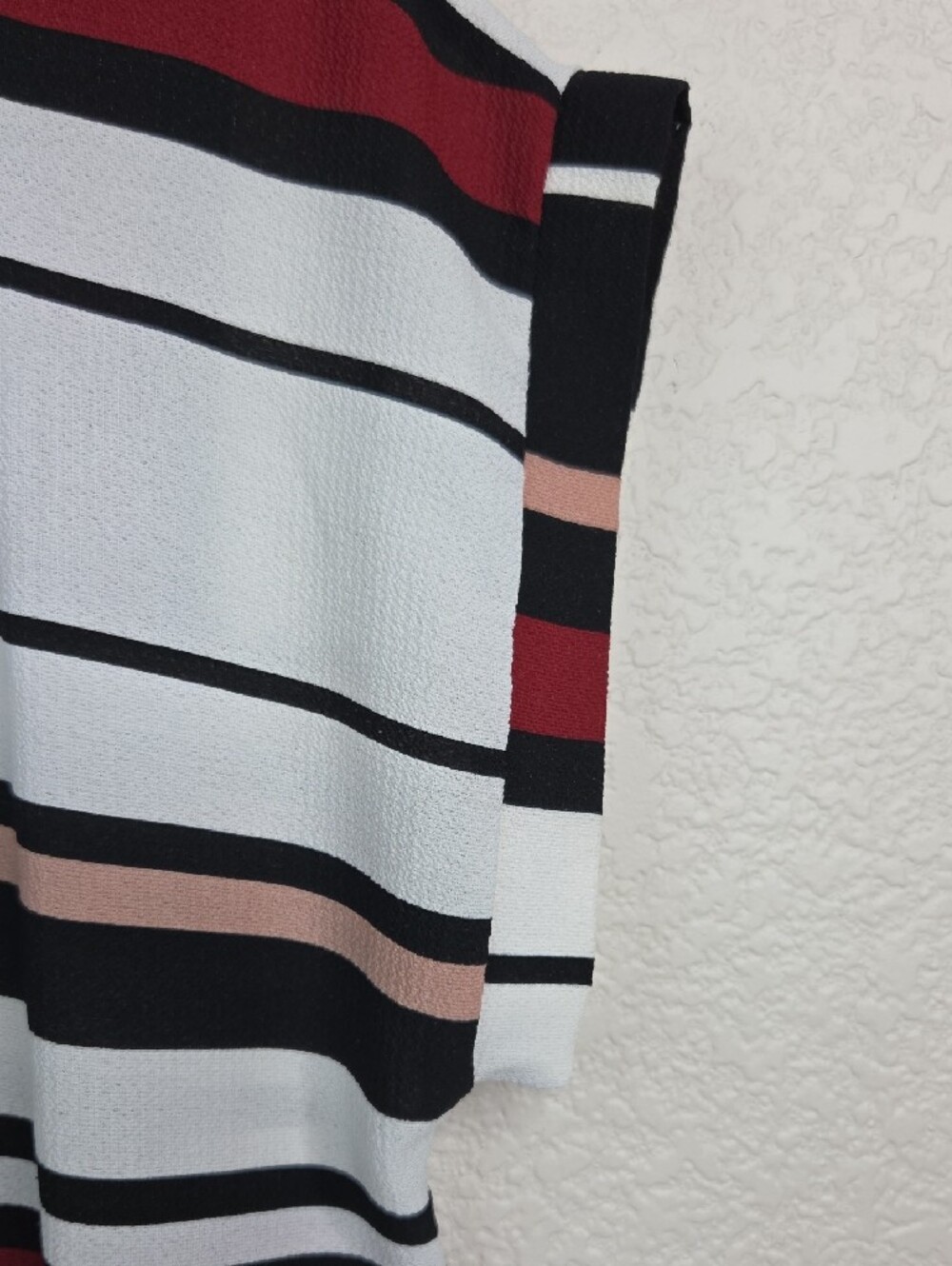 Papaya Striped Cap-Sleeve Blouse in White, Black, Red & Blush - Picture 4 of 4